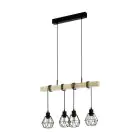 Eglo Pendant Townshend 5 Steel Wood Black | IP20 - Suitable for 4x E27 